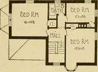 An illustration from Radford's brick houses and how to build them : a standard collection of new, original, and artistic designs for brick houses, apartments, stores and flats, garages, etc. ; together with complete instruction in the manufacture of brick and its practical uses as a building material selected and compiled by William A. Radford ... Every plan designed and executed by a corps of licensed architects of the highest professional standing, assisted by a staff of expert draftsmen. Over 300 designs and details. (1912)