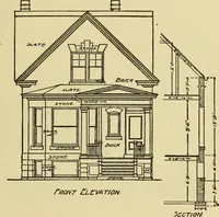 Picture 48 of 321 from Radford's brick houses and how to build them : a standard collection of new, original, and artistic designs for brick houses, apartments, stores and flats, garages, etc. ; together with complete instruction in the manufacture of brick and its practical uses as a building material selected and compiled by William A. Radford ... Every plan designed and executed by a corps of licensed architects of the highest professional standing, assisted by a staff of expert draftsmen. Over 300 designs and details. (1912), leaf 68