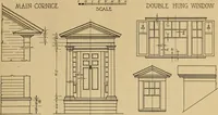An illustration from Radford’s portfolio of details of building construction; a remarkable and unique collection of full-page plates, accurately drawn and reproduced to exact scale. Complete details for every style of interior trim, including special built-in features. (1911)