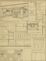 An illustration from Radford’s portfolio of details of building construction; a remarkable and unique collection of full-page plates, accurately drawn and reproduced to exact scale. Complete details for every style of interior trim, including special built-in features. (1911)