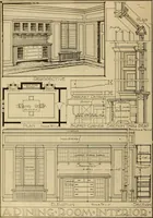An illustration from Radford’s portfolio of details of building construction; a remarkable and unique collection of full-page plates, accurately drawn and reproduced to exact scale. Complete details for every style of interior trim, including special built-in features. (1911)