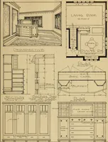 An illustration from Radford’s portfolio of details of building construction; a remarkable and unique collection of full-page plates, accurately drawn and reproduced to exact scale. Complete details for every style of interior trim, including special built-in features. (1911)