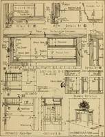 An illustration from Radford’s portfolio of details of building construction; a remarkable and unique collection of full-page plates, accurately drawn and reproduced to exact scale. Complete details for every style of interior trim, including special built-in features. (1911)