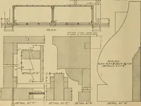 An illustration from Radford’s portfolio of details of building construction; a remarkable and unique collection of full-page plates, accurately drawn and reproduced to exact scale. Complete details for every style of interior trim, including special built-in features. (1911)