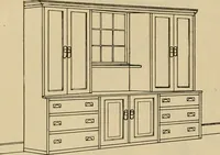 An illustration from Radford’s portfolio of details of building construction; a remarkable and unique collection of full-page plates, accurately drawn and reproduced to exact scale. Complete details for every style of interior trim, including special built-in features. (1911)