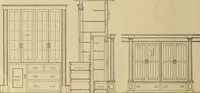 An illustration from Radford’s portfolio of details of building construction; a remarkable and unique collection of full-page plates, accurately drawn and reproduced to exact scale. Complete details for every style of interior trim, including special built-in features. (1911)