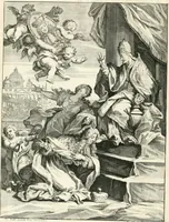 An illustration from Raggvaglio della solenne comparsa, fatta in Roma gli otto di gennaio MDCLXXXVII. dall'illvstrissimo, et eccellentissimo signor conte di Castelmaine ambasciadore straordinario della Sagra Real Maestà di Giacomo Secondo rè d'Inghilterra, Scozia, Francia, et Ibernia, difensore della fede alla Santa Sede Apostolica, in andare pvblicamente all'vdienza della Santità di Nostro Signore Papa Innocenzo Vndecimo (1687)