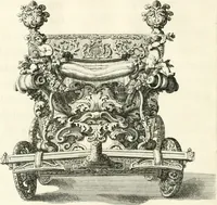 An illustration from Raggvaglio della solenne comparsa, fatta in Roma gli otto di gennaio MDCLXXXVII. dall'illvstrissimo, et eccellentissimo signor conte di Castelmaine ambasciadore straordinario della Sagra Real Maestà di Giacomo Secondo rè d'Inghilterra, Scozia, Francia, et Ibernia, difensore della fede alla Santa Sede Apostolica, in andare pvblicamente all'vdienza della Santità di Nostro Signore Papa Innocenzo Vndecimo (1687)