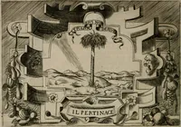 An illustration from Ragionamento di Luca Contile sopra la proprietà delle imprese con le particolari de gli academici Affidati et con le interpretationi et croniche .. (1574)