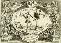 An illustration from Ragionamento di Lvca Contile sopra la proprietà delle imprese : con le particolari de gli academici Affidati et con le interpretationi et croniche (1574)