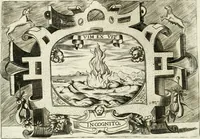An illustration from Ragionamento di Lvca Contile sopra la proprietà delle imprese : con le particolari de gli academici Affidati et con le interpretationi et croniche (1574)