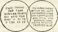 Picture 33 of 250 from Raphaelis Fabretti Gasparis F. Vrbinatis De columna Traiani syntagma : accesserunt explicatio veteris tabellae anaglyphae Homer Iliadem atque ex Stesichoro, Arctino et Lesche Ilii excidium continentis & emissarii lacus Fucini descriptio (1683), leaf 114