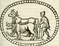 An illustration from Raphaelis Fabretti Gasparis F. Vrbinatis De columna Traiani syntagma : accesserunt explicatio veteris tabellae anaglyphae Homer Iliadem atque ex Stesichoro, Arctino et Lesche Ilii excidium continentis & emissarii lacus Fucini descriptio (1683)