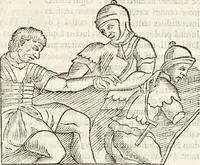 An illustration from Raphaelis Fabretti Gasparis F. Vrbinatis De columna Traiani syntagma : accesserunt explicatio veteris tabellae anaglyphae Homer Iliadem atque ex Stesichoro, Arctino et Lesche Ilii excidium continentis & emissarii lacus Fucini descriptio (1683)
