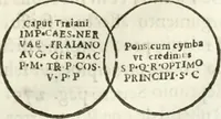 Picture 131 of 250 from Raphaelis Fabretti Gasparis F. Vrbinatis De columna Traiani syntagma : accesserunt explicatio veteris tabellae anaglyphae Homer Iliadem atque ex Stesichoro, Arctino et Lesche Ilii excidium continentis & emissarii lacus Fucini descriptio (1683), leaf 308