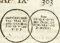 An illustration from Raphaelis Fabretti Gasparis F. Vrbinatis De columna Traiani syntagma : accesserunt explicatio veteris tabellae anaglyphae Homer Iliadem atque ex Stesichoro, Arctino et Lesche Ilii excidium continentis & emissarii lacus Fucini descriptio (1683)