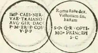 Picture 171 of 250 from Raphaelis Fabretti Gasparis F. Vrbinatis De columna Traiani syntagma : accesserunt explicatio veteris tabellae anaglyphae Homer Iliadem atque ex Stesichoro, Arctino et Lesche Ilii excidium continentis & emissarii lacus Fucini descriptio (1683), leaf 318