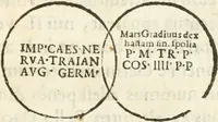 Picture 186 of 250 from Raphaelis Fabretti Gasparis F. Vrbinatis De columna Traiani syntagma : accesserunt explicatio veteris tabellae anaglyphae Homer Iliadem atque ex Stesichoro, Arctino et Lesche Ilii excidium continentis & emissarii lacus Fucini descriptio (1683), leaf 320