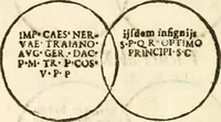 Picture 192 of 250 from Raphaelis Fabretti Gasparis F. Vrbinatis De columna Traiani syntagma : accesserunt explicatio veteris tabellae anaglyphae Homer Iliadem atque ex Stesichoro, Arctino et Lesche Ilii excidium continentis & emissarii lacus Fucini descriptio (1683), leaf 321