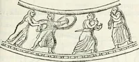 An illustration from Raphaelis Fabretti Gasparis F. Vrbinatis De columna Traiani syntagma : accesserunt explicatio veteris tabellae anaglyphae Homer Iliadem atque ex Stesichoro, Arctino et Lesche Ilii excidium continentis & emissarii lacus Fucini descriptio (1683)