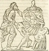 An illustration from Raphaelis Fabretti Gasparis F. Vrbinatis De columna Traiani syntagma : accesserunt explicatio veteris tabellae anaglyphae Homer Iliadem atque ex Stesichoro, Arctino et Lesche Ilii excidium continentis & emissarii lacus Fucini descriptio (1683)