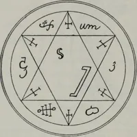 An illustration from Raphael's ancient manuscript of talismanic magic, containing nearly one hundred rare talismanic diagrams, seals of spirits, charms, magical squares, and pentacles for orations and invocation of elementary spirits, and the magical ritual of their conjuration. Explaining their influence and hidden powers. Recondite wisdom, by Raphael (1916)