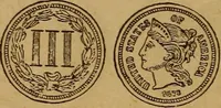 An illustration from The rare coins of America, England, Ireland, Scotland, France, Germany, and Spain ... a complete list of and prices paid for rare American ... coins, fractional currency, colonial, continental and Confederate paper money; a list of all counterfeit U. S. Treasury and national bank notes and Canadian banks notes, and how to detect them; the market value of all nations' coins and bank notes in U.S. money; a list of and prices paid for rare English, Irish, Scotch, French, German and Spanish coins. Illustrated with about 150 cuts (1889)