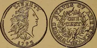 An illustration from The rare coins of America, England, Ireland, Scotland, France, Germany, and Spain ... a complete list of and prices paid for rare American ... coins, fractional currency, colonial, continental and Confederate paper money; a list of all counterfeit U. S. Treasury and national bank notes and Canadian banks notes, and how to detect them; the market value of all nations' coins and bank notes in U.S. money; a list of and prices paid for rare English, Irish, Scotch, French, German and Spanish coins. Illustrated with about 150 cuts (1889)