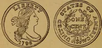 An illustration from The rare coins of America, England, Ireland, Scotland, France, Germany, and Spain ... a complete list of and prices paid for rare American ... coins, fractional currency, colonial, continental and Confederate paper money; a list of all counterfeit U. S. Treasury and national bank notes and Canadian banks notes, and how to detect them; the market value of all nations' coins and bank notes in U.S. money; a list of and prices paid for rare English, Irish, Scotch, French, German and Spanish coins. Illustrated with about 150 cuts (1889)