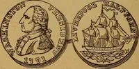 An illustration from The rare coins of America, England, Ireland, Scotland, France, Germany, and Spain ... a complete list of and prices paid for rare American ... coins, fractional currency, colonial, continental and Confederate paper money; a list of all counterfeit U. S. Treasury and national bank notes and Canadian banks notes, and how to detect them; the market value of all nations' coins and bank notes in U.S. money; a list of and prices paid for rare English, Irish, Scotch, French, German and Spanish coins. Illustrated with about 150 cuts (1889)