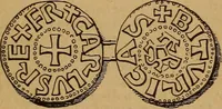 An illustration from The rare coins of America, England, Ireland, Scotland, France, Germany, and Spain ... a complete list of and prices paid for rare American ... coins, fractional currency, colonial, continental and Confederate paper money; a list of all counterfeit U. S. Treasury and national bank notes and Canadian banks notes, and how to detect them; the market value of all nations' coins and bank notes in U.S. money; a list of and prices paid for rare English, Irish, Scotch, French, German and Spanish coins. Illustrated with about 150 cuts (1889)