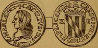 An illustration from The rare coins of America, England, Ireland, Scotland, France, Germany, and Spain ... a complete list of and prices paid for rare American ... coins, fractional currency, colonial, continental and Confederate paper money; a list of all counterfeit U. S. Treasury and national bank notes and Canadian banks notes, and how to detect them; the market value of all nations' coins and bank notes in U.S. money; a list of and prices paid for rare English, Irish, Scotch, French, German and Spanish coins. Illustrated with about 150 cuts (1889)