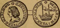 An illustration from The rare coins of America, England, Ireland, Scotland, France, Germany, and Spain ... a complete list of and prices paid for rare American ... coins, fractional currency, colonial, continental and Confederate paper money; a list of all counterfeit U. S. Treasury and national bank notes and Canadian banks notes, and how to detect them; the market value of all nations' coins and bank notes in U.S. money; a list of and prices paid for rare English, Irish, Scotch, French, German and Spanish coins. Illustrated with about 150 cuts (1889)