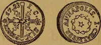 Picture 14 of 156 from The rare coins of America, England, Ireland, Scotland, France, Germany, and Spain ... a complete list of and prices paid for rare American ... coins, fractional currency, colonial, continental and Confederate paper money; a list of all counterfeit U. S. Treasury and national bank notes and Canadian banks notes, and how to detect them; the market value of all nations' coins and bank notes in U.S. money; a list of and prices paid for rare English, Irish, Scotch, French, German and Spanish coins. Illustrated with about 150 cuts (1889), leaf 25