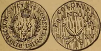 Picture 18 of 156 from The rare coins of America, England, Ireland, Scotland, France, Germany, and Spain ... a complete list of and prices paid for rare American ... coins, fractional currency, colonial, continental and Confederate paper money; a list of all counterfeit U. S. Treasury and national bank notes and Canadian banks notes, and how to detect them; the market value of all nations' coins and bank notes in U.S. money; a list of and prices paid for rare English, Irish, Scotch, French, German and Spanish coins. Illustrated with about 150 cuts (1889), leaf 28