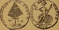 An illustration from The rare coins of America, England, Ireland, Scotland, France, Germany, and Spain ... a complete list of and prices paid for rare American ... coins, fractional currency, colonial, continental and Confederate paper money; a list of all counterfeit U. S. Treasury and national bank notes and Canadian banks notes, and how to detect them; the market value of all nations' coins and bank notes in U.S. money; a list of and prices paid for rare English, Irish, Scotch, French, German and Spanish coins. Illustrated with about 150 cuts (1889)