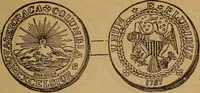 An illustration from The rare coins of America, England, Ireland, Scotland, France, Germany, and Spain ... a complete list of and prices paid for rare American ... coins, fractional currency, colonial, continental and Confederate paper money; a list of all counterfeit U. S. Treasury and national bank notes and Canadian banks notes, and how to detect them; the market value of all nations' coins and bank notes in U.S. money; a list of and prices paid for rare English, Irish, Scotch, French, German and Spanish coins. Illustrated with about 150 cuts (1889)