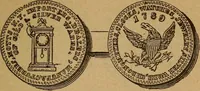 An illustration from The rare coins of America, England, Ireland, Scotland, France, Germany, and Spain ... a complete list of and prices paid for rare American ... coins, fractional currency, colonial, continental and Confederate paper money; a list of all counterfeit U. S. Treasury and national bank notes and Canadian banks notes, and how to detect them; the market value of all nations' coins and bank notes in U.S. money; a list of and prices paid for rare English, Irish, Scotch, French, German and Spanish coins. Illustrated with about 150 cuts (1889)