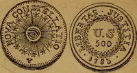 Picture 49 of 156 from The rare coins of America, England, Ireland, Scotland, France, Germany, and Spain ... a complete list of and prices paid for rare American ... coins, fractional currency, colonial, continental and Confederate paper money; a list of all counterfeit U. S. Treasury and national bank notes and Canadian banks notes, and how to detect them; the market value of all nations' coins and bank notes in U.S. money; a list of and prices paid for rare English, Irish, Scotch, French, German and Spanish coins. Illustrated with about 150 cuts (1889), leaf 51