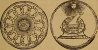 An illustration from The rare coins of America, England, Ireland, Scotland, France, Germany, and Spain ... a complete list of and prices paid for rare American ... coins, fractional currency, colonial, continental and Confederate paper money; a list of all counterfeit U. S. Treasury and national bank notes and Canadian banks notes, and how to detect them; the market value of all nations' coins and bank notes in U.S. money; a list of and prices paid for rare English, Irish, Scotch, French, German and Spanish coins. Illustrated with about 150 cuts (1889)