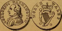An illustration from The rare coins of America, England, Ireland, Scotland, France, Germany, and Spain ... a complete list of and prices paid for rare American ... coins, fractional currency, colonial, continental and Confederate paper money; a list of all counterfeit U. S. Treasury and national bank notes and Canadian banks notes, and how to detect them; the market value of all nations' coins and bank notes in U.S. money; a list of and prices paid for rare English, Irish, Scotch, French, German and Spanish coins. Illustrated with about 150 cuts (1889)