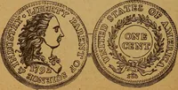 An illustration from The rare coins of America, England, Ireland, Scotland, France, Germany, and Spain ... a complete list of and prices paid for rare American ... coins, fractional currency, colonial, continental and Confederate paper money; a list of all counterfeit U. S. Treasury and national bank notes and Canadian banks notes, and how to detect them; the market value of all nations' coins and bank notes in U.S. money; a list of and prices paid for rare English, Irish, Scotch, French, German and Spanish coins. Illustrated with about 150 cuts (1889)