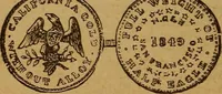 An illustration from The rare coins of America, England, Ireland, Scotland, France, Germany, and Spain ... a complete list of and prices paid for rare American ... coins, fractional currency, colonial, continental and Confederate paper money; a list of all counterfeit U. S. Treasury and national bank notes and Canadian banks notes, and how to detect them; the market value of all nations' coins and bank notes in U.S. money; a list of and prices paid for rare English, Irish, Scotch, French, German and Spanish coins. Illustrated with about 150 cuts (1889)