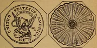 An illustration from The rare coins of America, England, Ireland, Scotland, France, Germany, and Spain ... a complete list of and prices paid for rare American ... coins, fractional currency, colonial, continental and Confederate paper money; a list of all counterfeit U. S. Treasury and national bank notes and Canadian banks notes, and how to detect them; the market value of all nations' coins and bank notes in U.S. money; a list of and prices paid for rare English, Irish, Scotch, French, German and Spanish coins. Illustrated with about 150 cuts (1889)