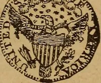 An illustration from The rare coins of America, England, Ireland, Scotland, France, Germany, and Spain ... a complete list of and prices paid for rare American ... coins, fractional currency, colonial, continental and Confederate paper money; a list of all counterfeit U. S. Treasury and national bank notes and Canadian banks notes, and how to detect them; the market value of all nations' coins and bank notes in U.S. money; a list of and prices paid for rare English, Irish, Scotch, French, German and Spanish coins. Illustrated with about 150 cuts (1889)