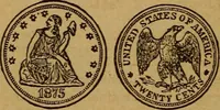 An illustration from The rare coins of America, England, Ireland, Scotland, France, Germany, and Spain ... a complete list of and prices paid for rare American ... coins, fractional currency, colonial, continental and Confederate paper money; a list of all counterfeit U. S. Treasury and national bank notes and Canadian banks notes, and how to detect them; the market value of all nations' coins and bank notes in U.S. money; a list of and prices paid for rare English, Irish, Scotch, French, German and Spanish coins. Illustrated with about 150 cuts (1889)