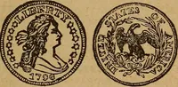 An illustration from The rare coins of America, England, Ireland, Scotland, France, Germany, and Spain ... a complete list of and prices paid for rare American ... coins, fractional currency, colonial, continental and Confederate paper money; a list of all counterfeit U. S. Treasury and national bank notes and Canadian banks notes, and how to detect them; the market value of all nations' coins and bank notes in U.S. money; a list of and prices paid for rare English, Irish, Scotch, French, German and Spanish coins. Illustrated with about 150 cuts (1889)