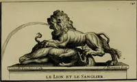 An illustration from Recüeil des figures, groupes, thermes, fontaines, vases, et autres ornemens tels qu'ils se voyent a présent dans le chateau et parc de Versailles : gravé d'après les originaux (1694)