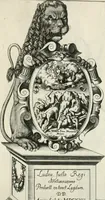 An illustration from Reception de tres-chrestien, tres-iuste, et tres-victorieux monarque Louis XIII. roy de France & de Nauarre ... : et de tres-chrestienne, tres-auguste, & tres-vertueuse royne Anne d'Austriche, par Messieurs les doyen, chanoines, & comtes de Lyon en leur cloistre & eglise, le XI. decembre, M. DC.XXII (1623)