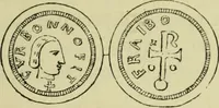 An illustration from Recherche des monnaies mérovingiennes du Cenomannicum (1883)